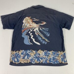 Vintage Pataloha Shirt Mens Large Blue Floral Hawaiian Short Sleeve Surf 2001